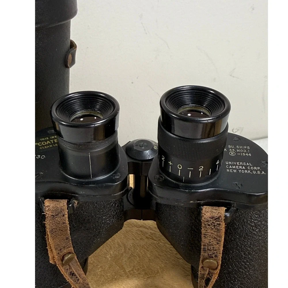 Vintage 1944 U.S. Navy Bu. Ships Mark 33 Mod 1 6x30 Binoculars Universal Camera